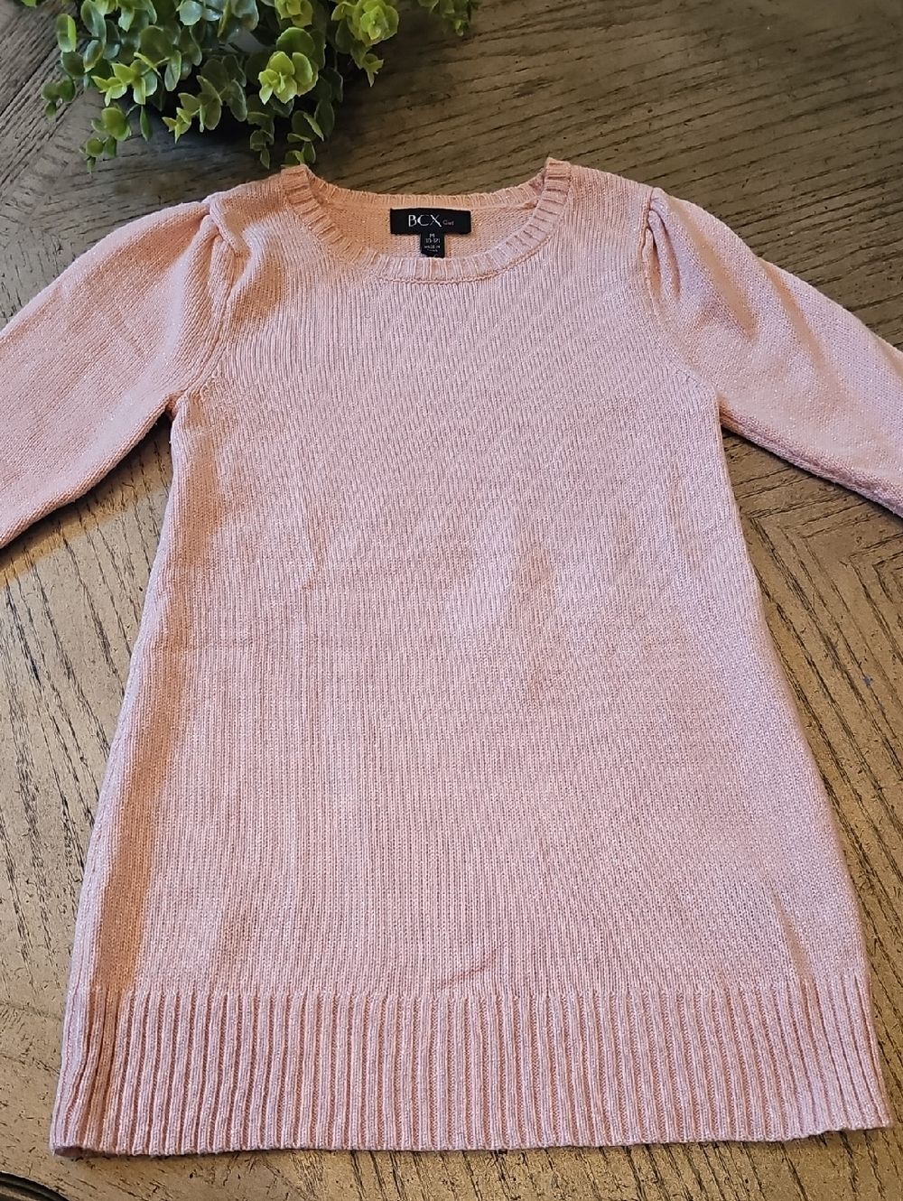 BCX Blush Pink Shimmer Knit Scoop-Neck Sweater Size M 10/12